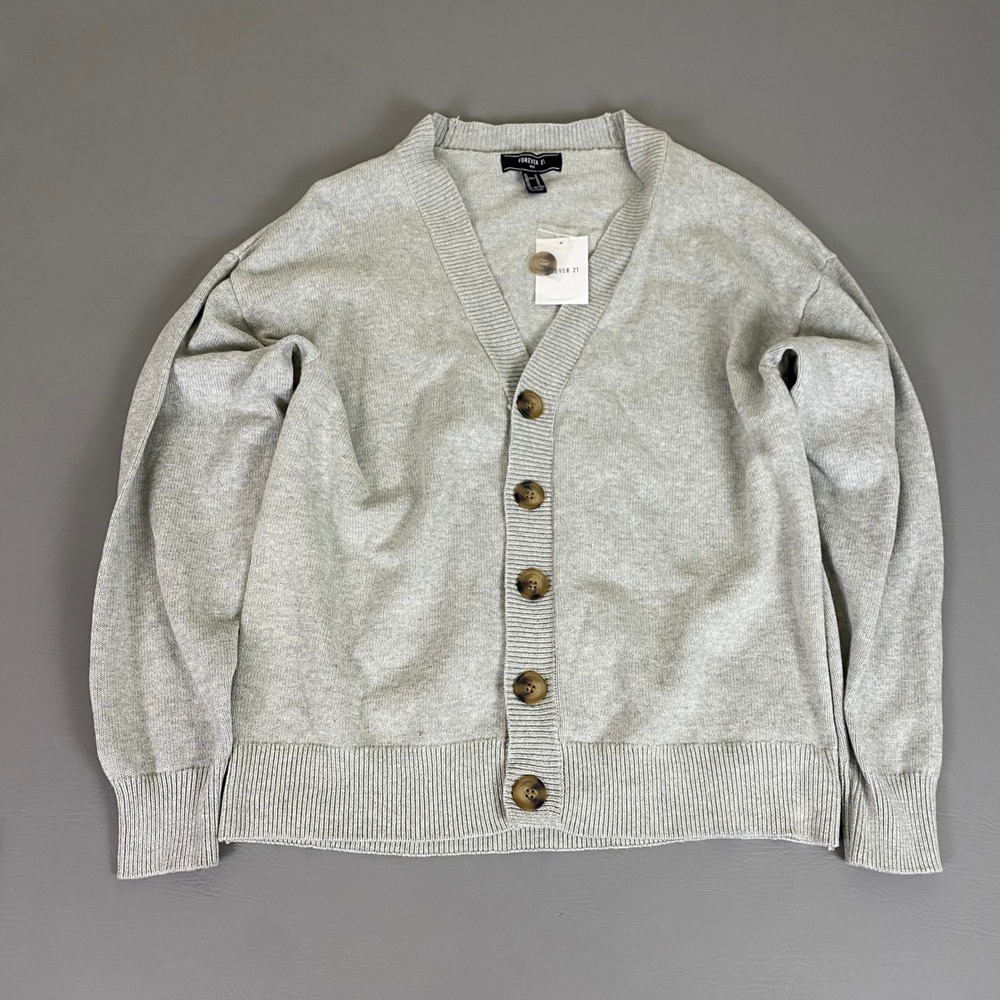 Forever 21 Cardigan Sweater‎ Men's Medium Heather Grey Button Front New / Flaw
